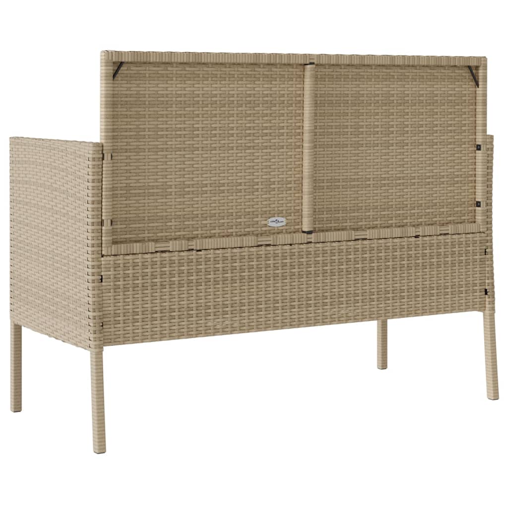 Panca da Giardino con Cuscini Beige in Polyrattan - immagine 6