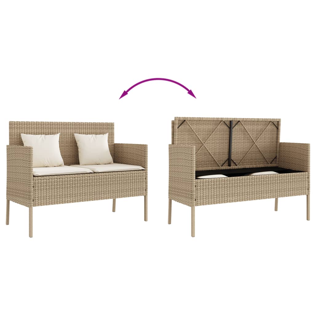 Panca da Giardino con Cuscini Beige in Polyrattan - immagine 7