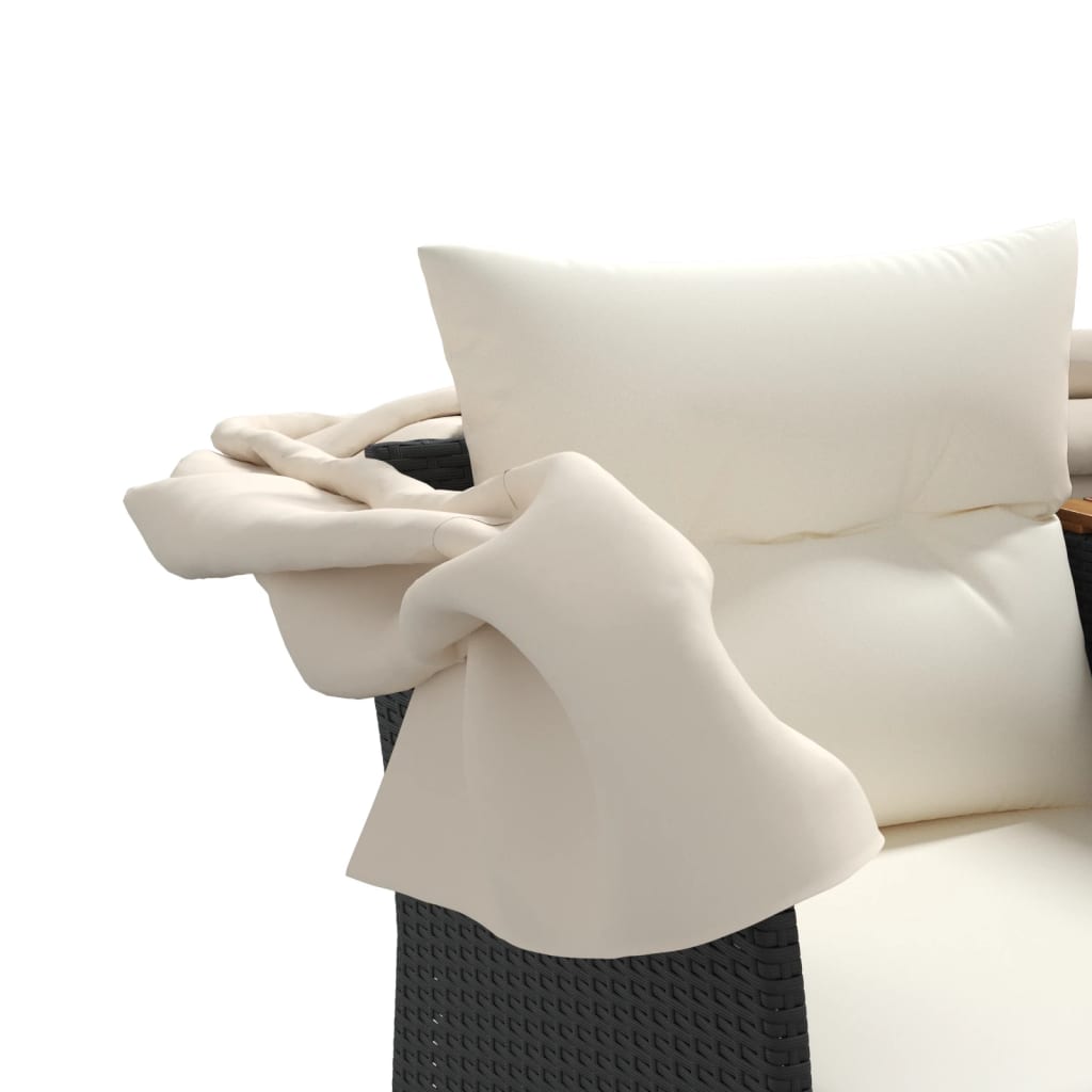 Divano Giardino 2Posti Baldacchino e Sgabelli Grigio Polyrattan - immagine 9