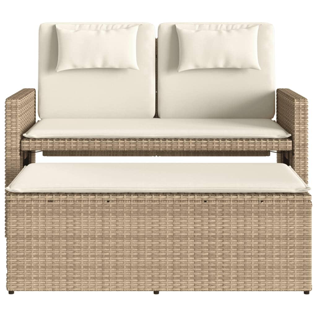 Panca Reclinabile da Giardino con Cuscini Beige in Polyrattan - immagine 6