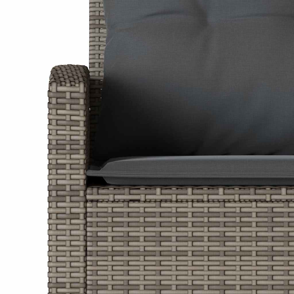 Divano a Forma di L con Cuscini in Polyrattan Grigio - immagine 6