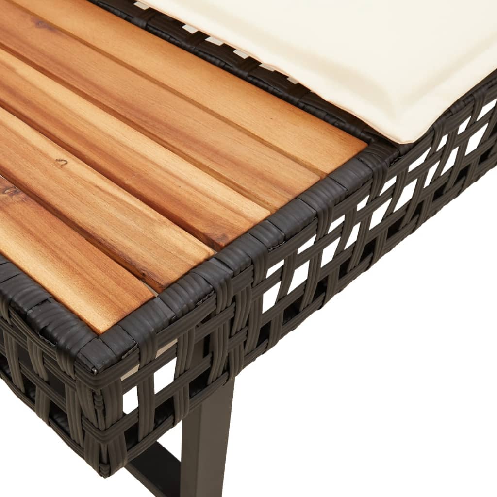 Divano da Giardino con Cuscini a L Nero in Polyrattan e Acacia - immagine 6