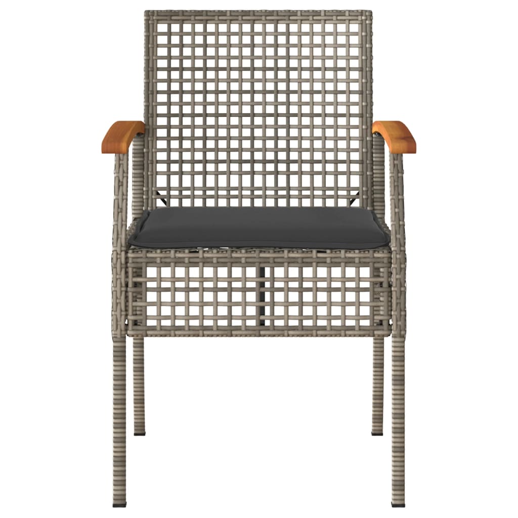 Set da Bistrò 3 pz con Cuscini Grigio Polyrattan e Legno Acacia - immagine 4