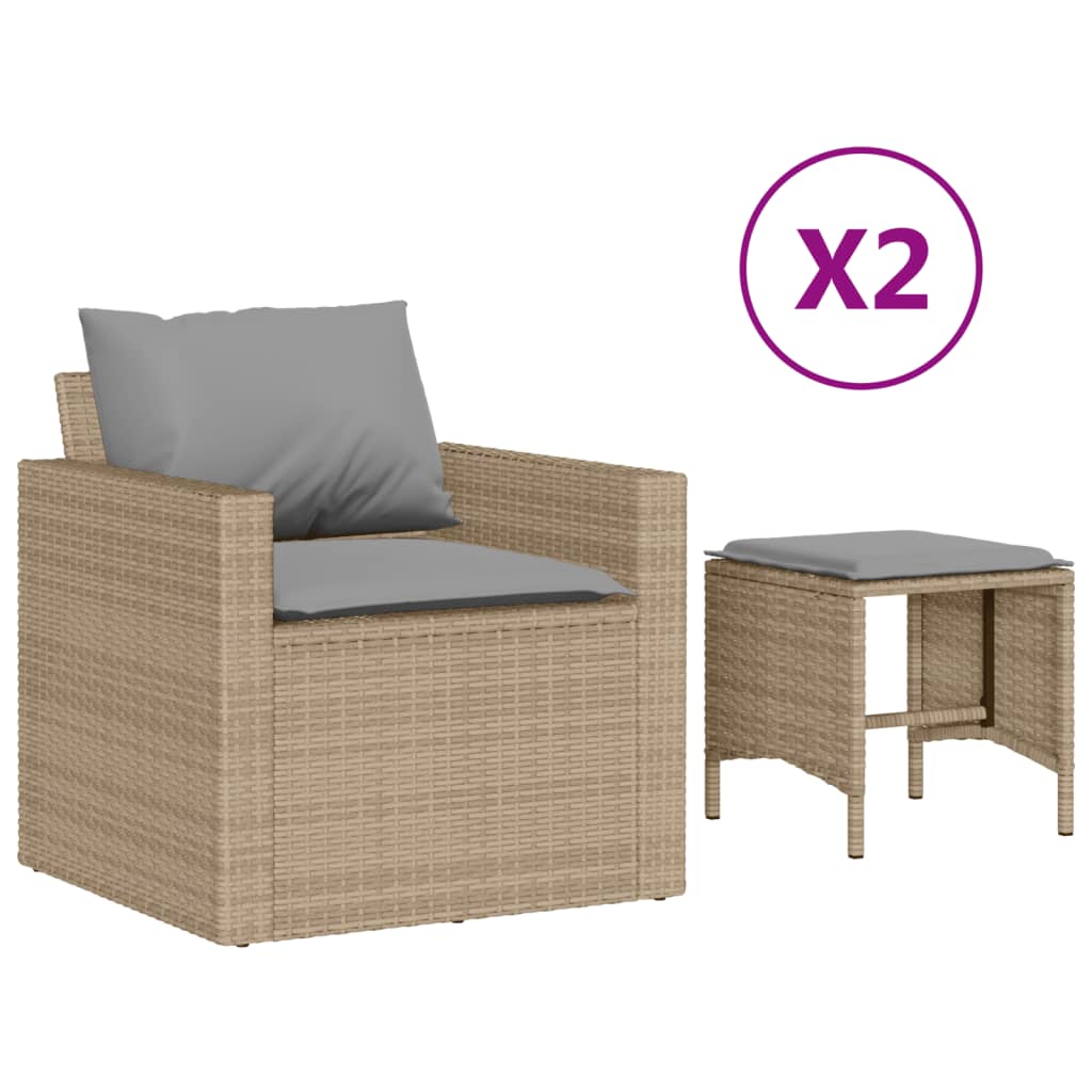 Set Divano da Giardino 4 pz con Cuscini Beige in Polyrattan - immagine 2