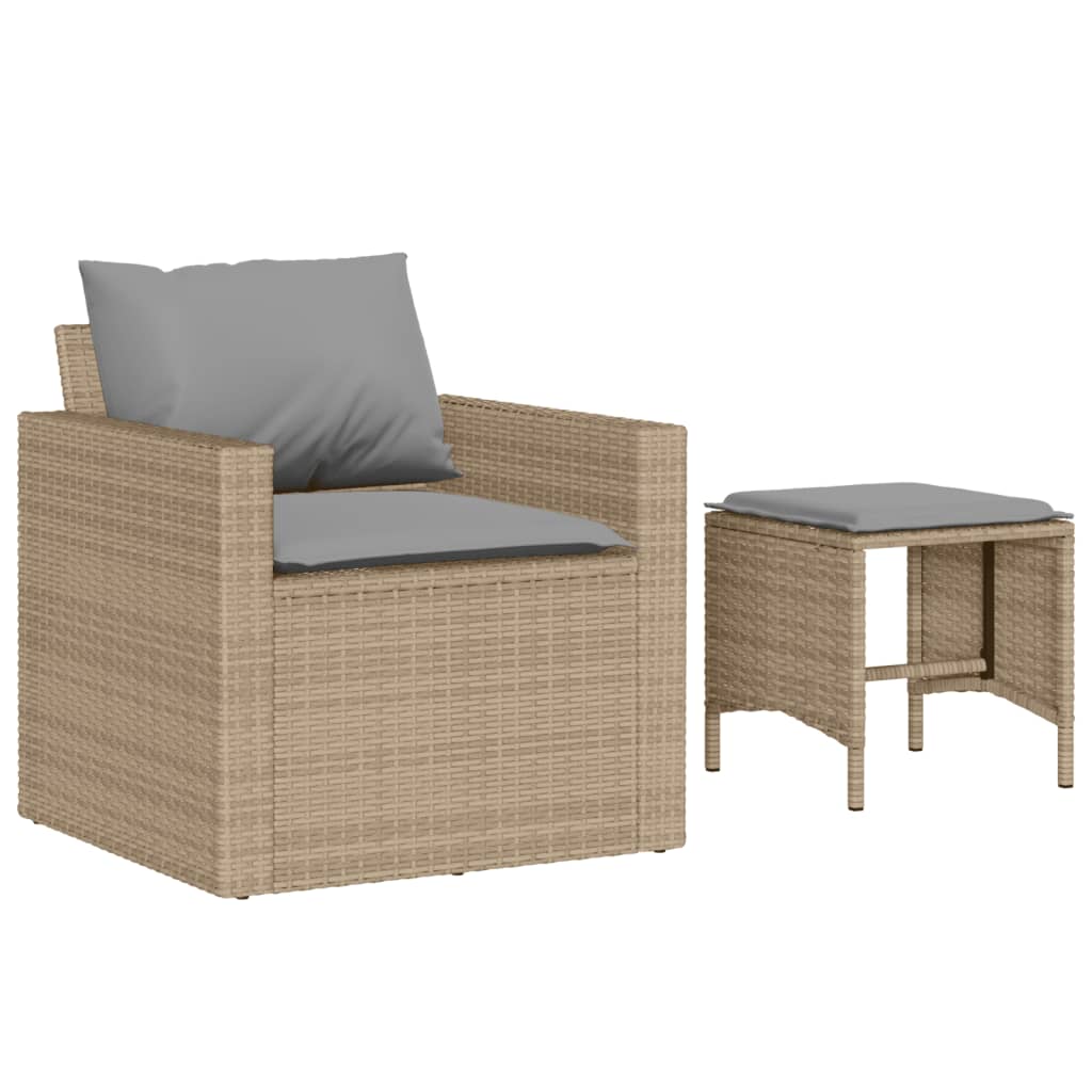 Set Divano da Giardino 4 pz con Cuscini Beige in Polyrattan - immagine 3