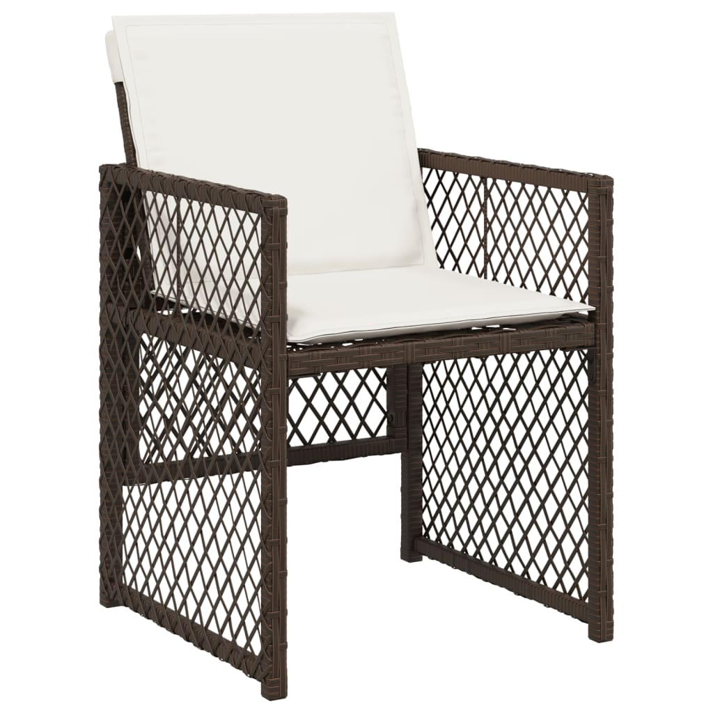 Set da Pranzo da Giardino 5pz con Cuscini in Polyrattan Marrone - immagine 3