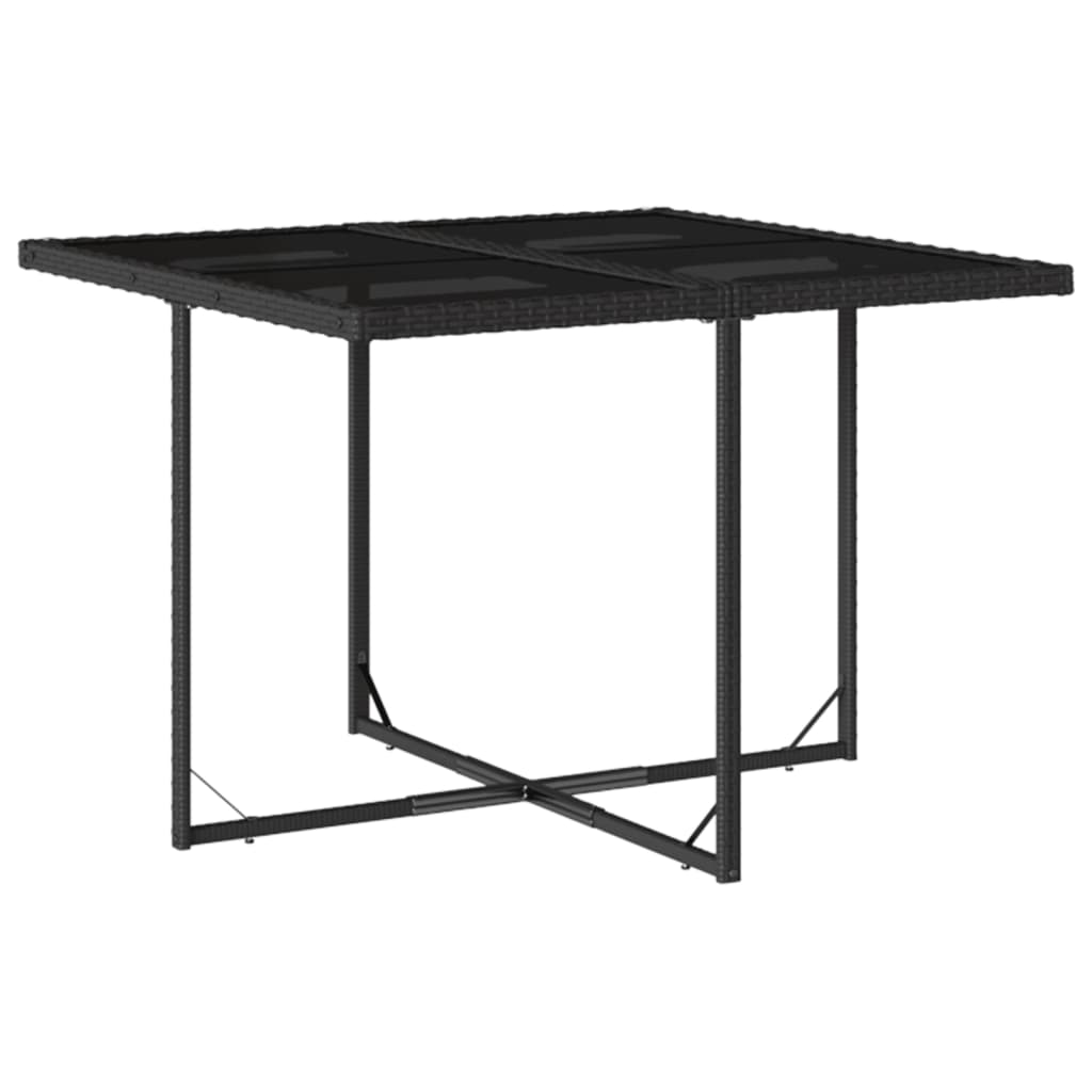 Set da Pranzo da Giardino 9 pz con Cuscini Nero in Polyrattan - immagine 3