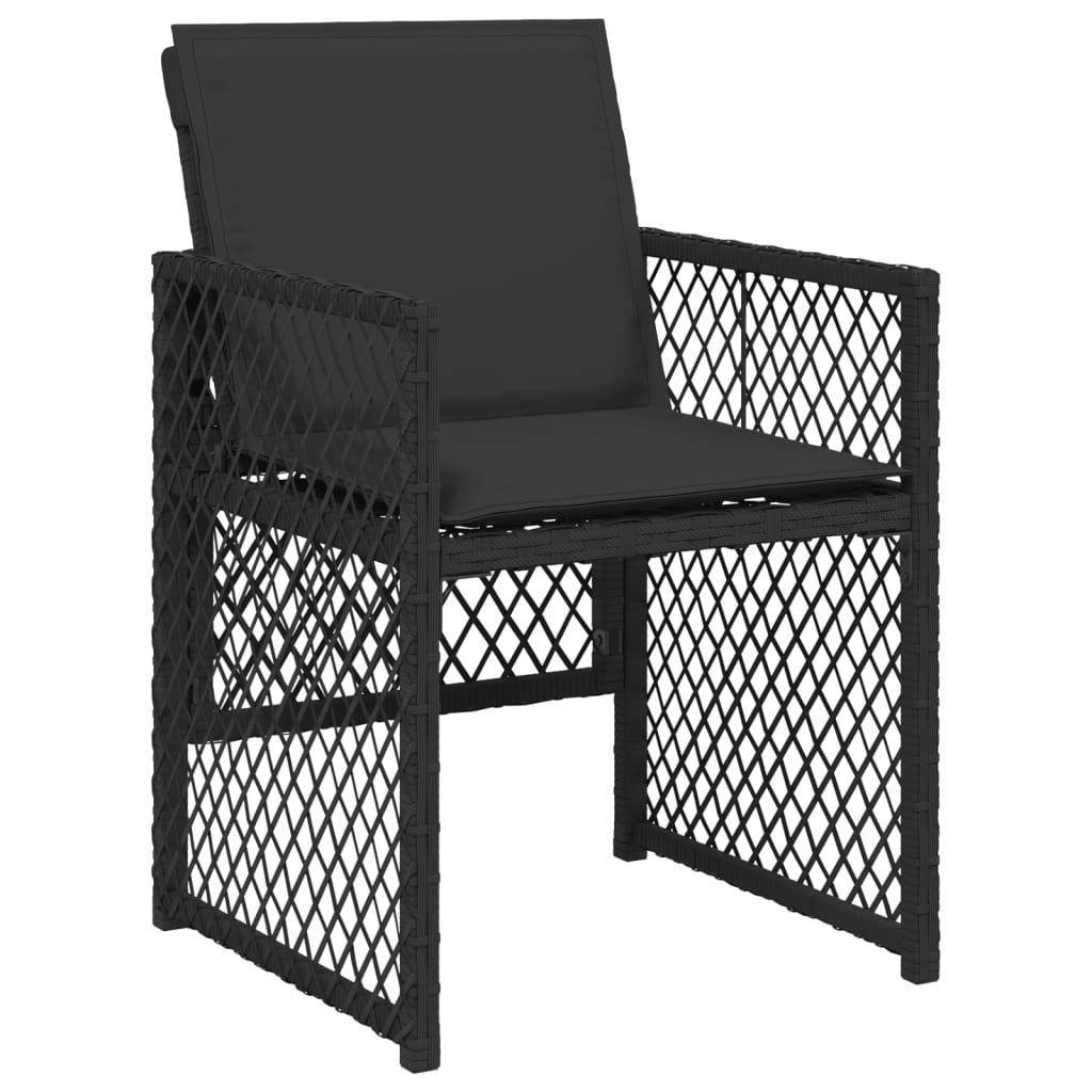 Set da Pranzo da Giardino 9 pz con Cuscini Nero in Polyrattan - immagine 4