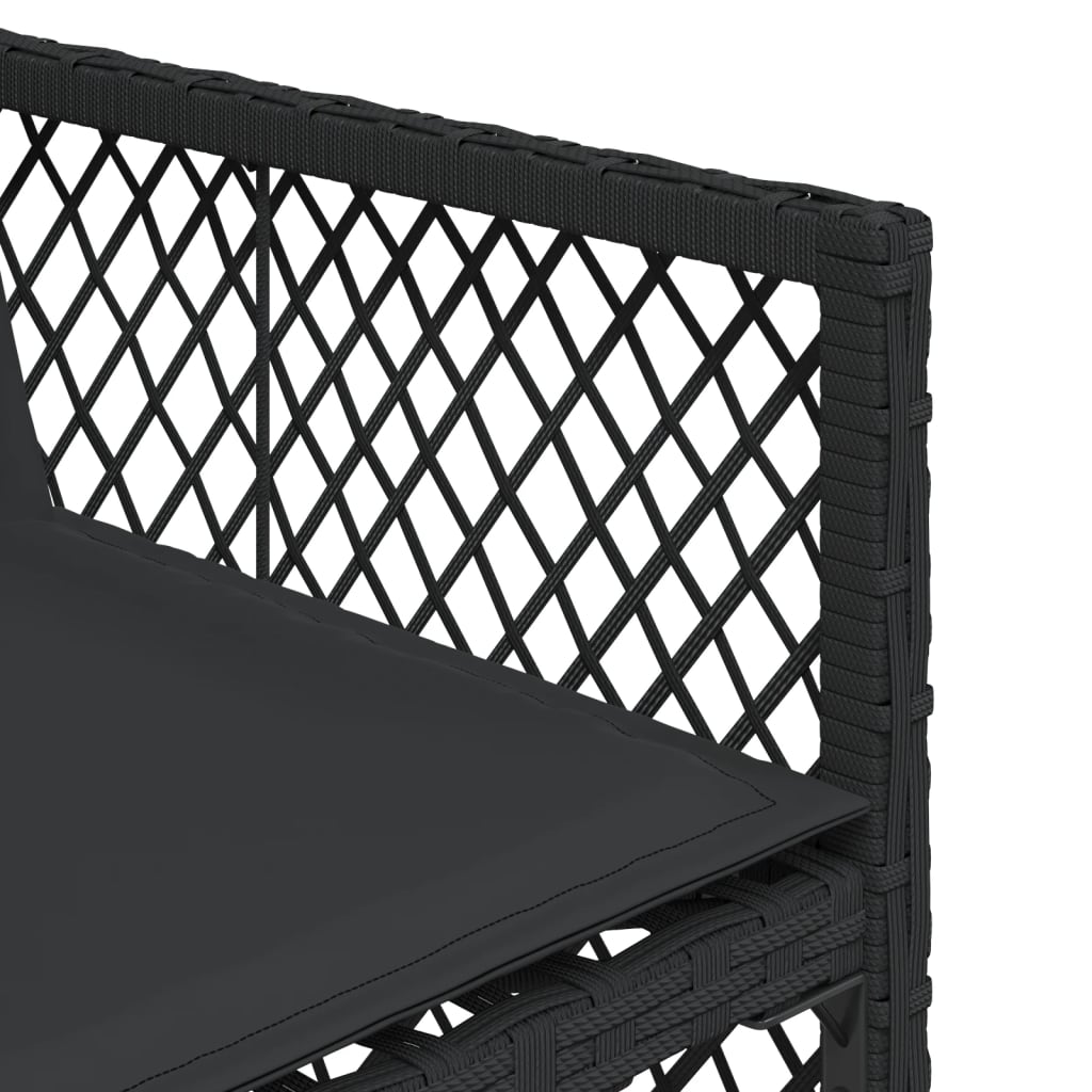 Set da Pranzo da Giardino 9 pz con Cuscini Nero in Polyrattan - immagine 9