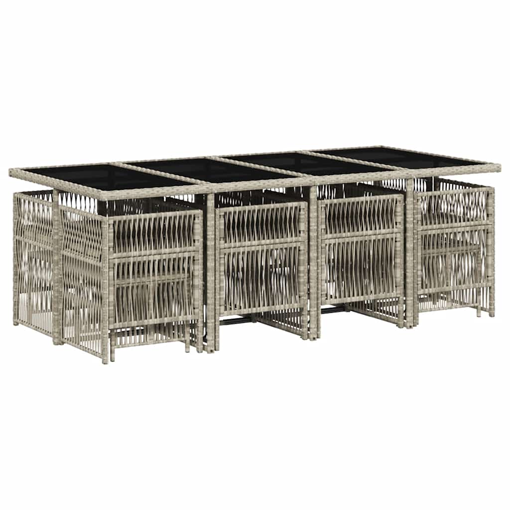 Set da Pranzo da Giardino 13pz con Cuscini Grigio in Polyrattan - immagine 3