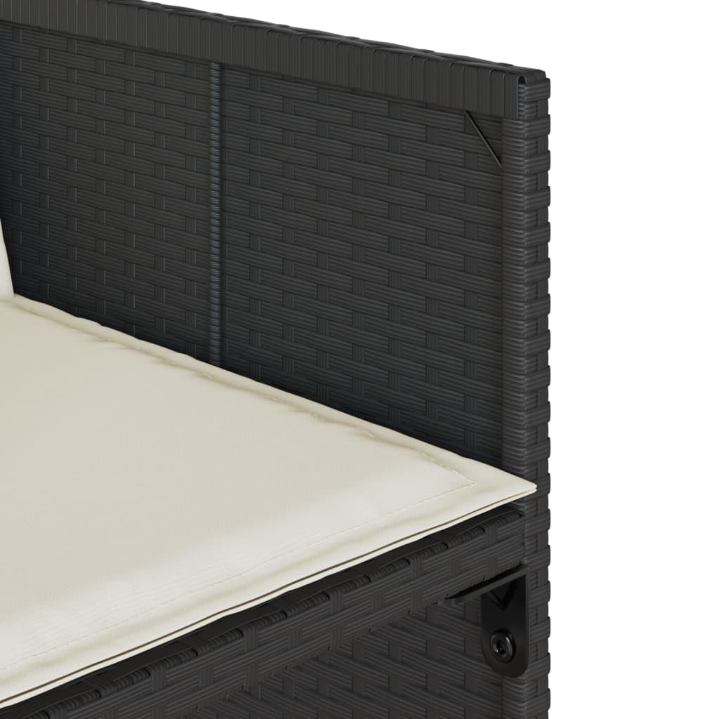 Set da Pranzo da Giardino 9 pz con Cuscini Nero in Polyrattan - immagine 9