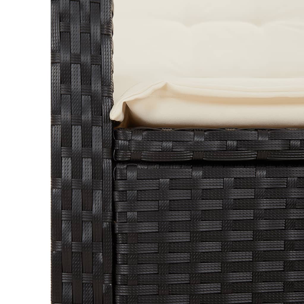 Set da Pranzo da Giardino 9 pz con Cuscini Nero in Polyrattan - immagine 7