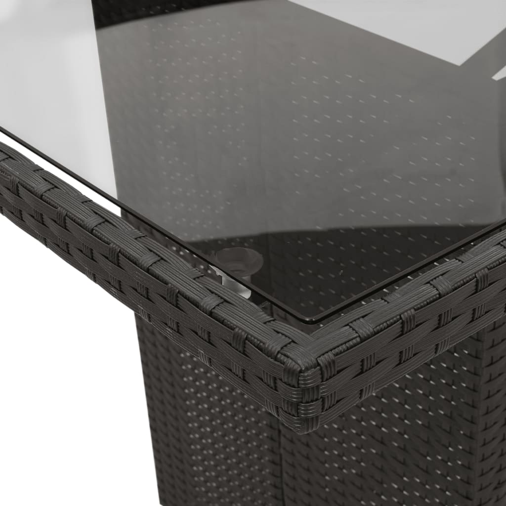 Set da Pranzo da Giardino 9 pz con Cuscini Nero in Polyrattan - immagine 8