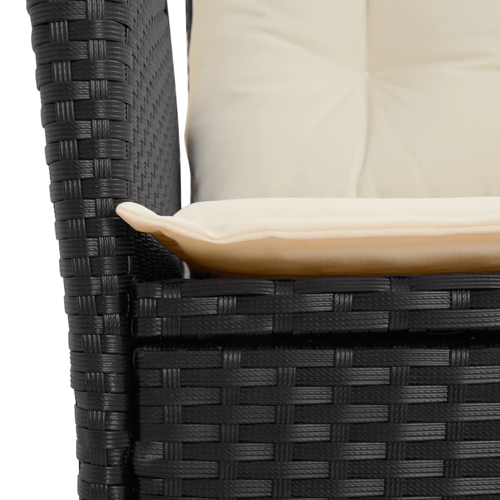 Set da Pranzo da Giardino 7 pz Nero con Cuscini in Polyrattan - immagine 5