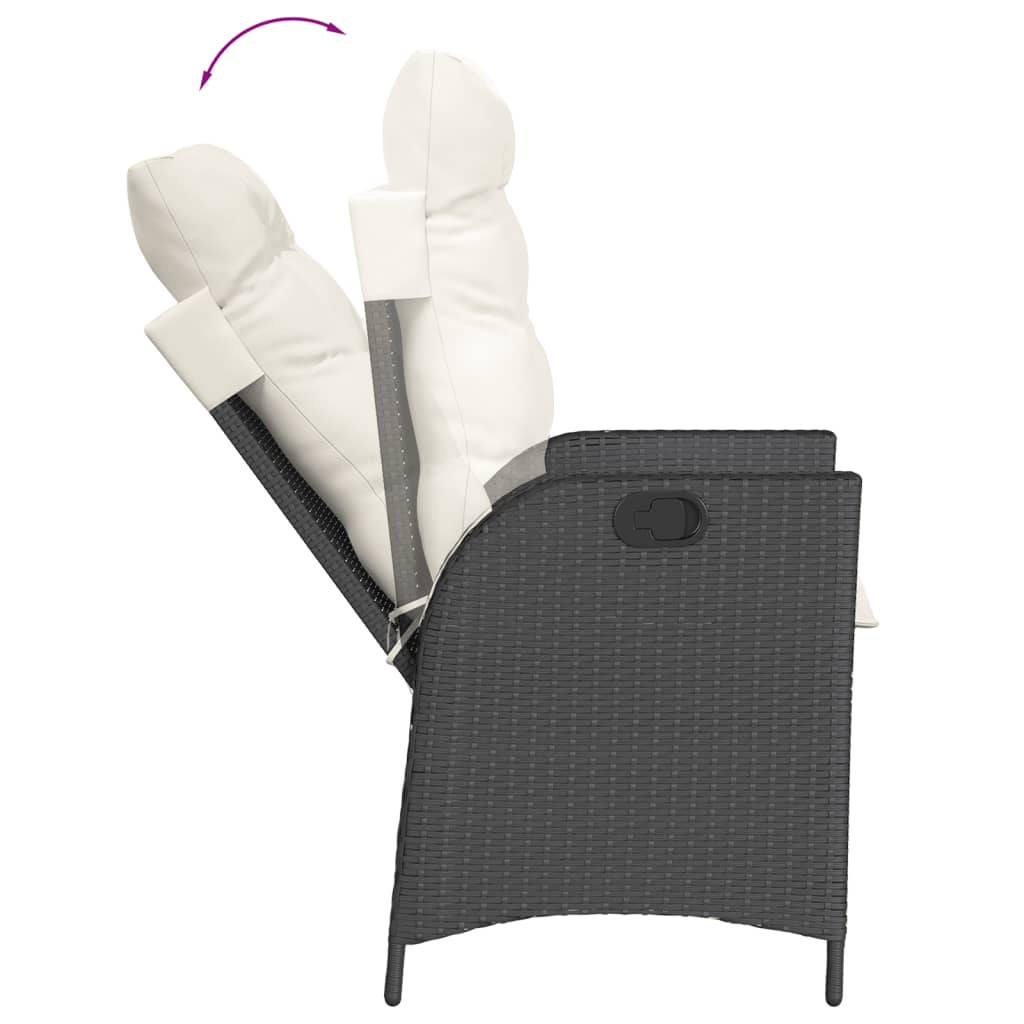 Set da Pranzo da Giardino 9 pz con Cuscini Nero in Polyrattan - immagine 4
