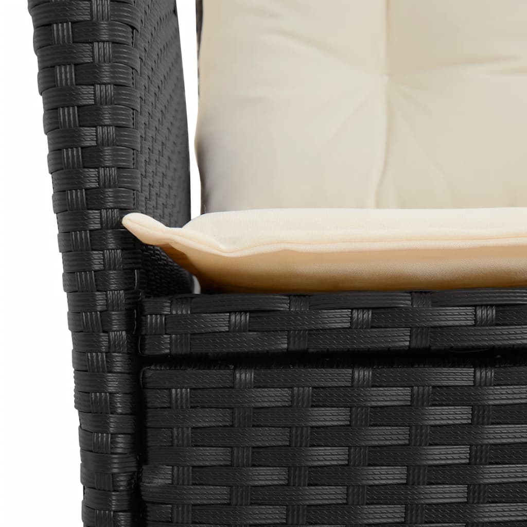 Set da Pranzo da Giardino 9 pz con Cuscini Nero in Polyrattan - immagine 6