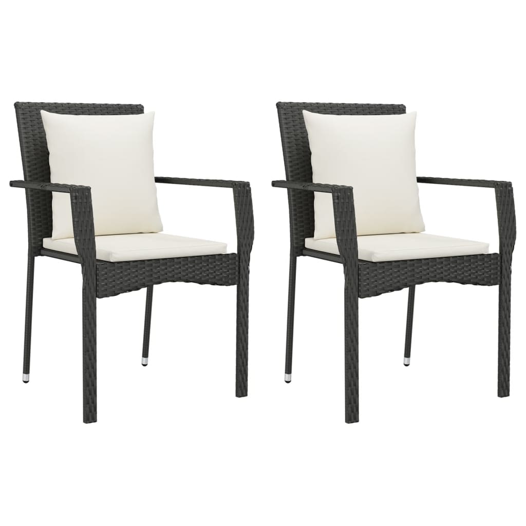 Set da Pranzo da Giardino 9 pz con Cuscini Nero in Polyrattan - immagine 3