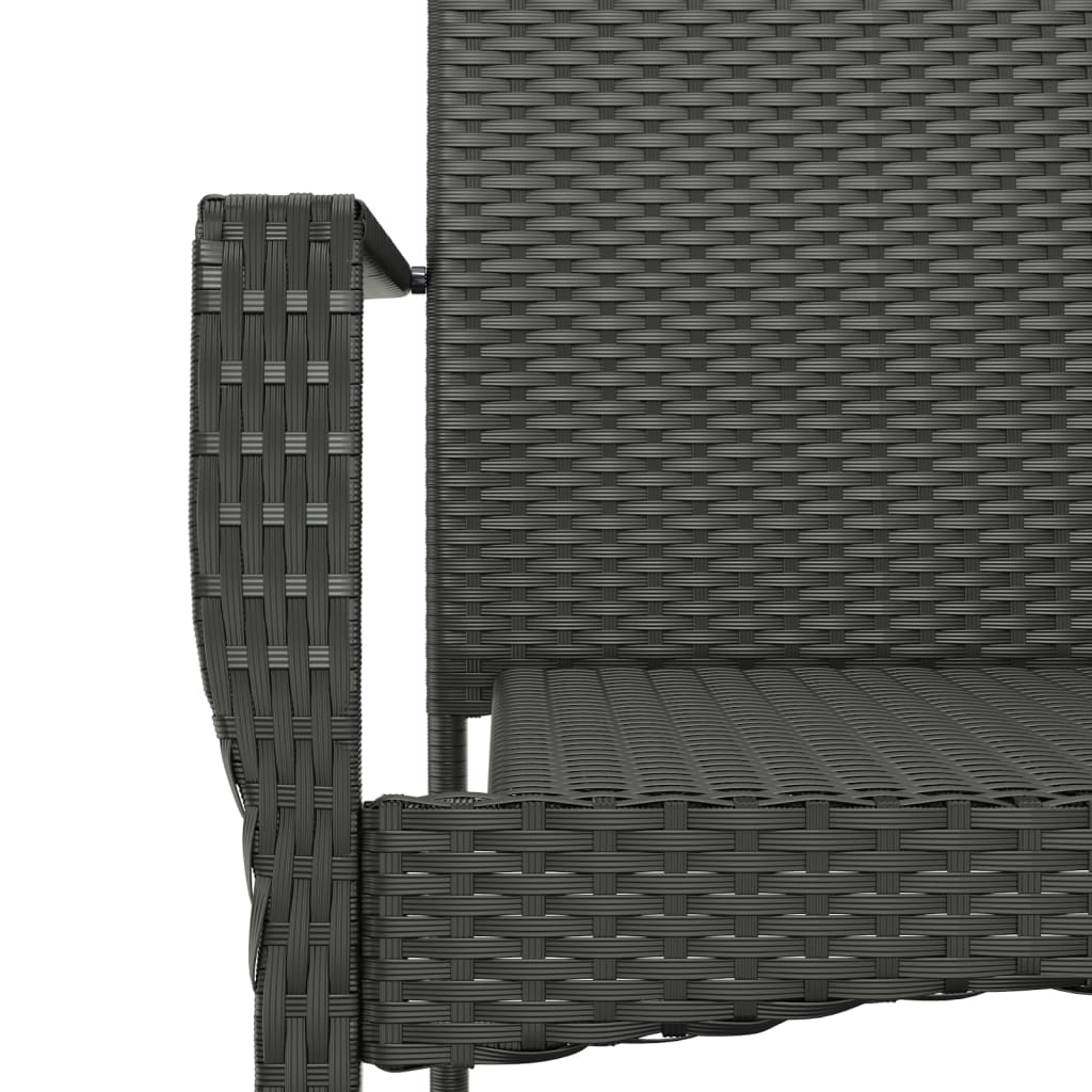 Set da Pranzo da Giardino 9 pz con Cuscini Nero in Polyrattan - immagine 5