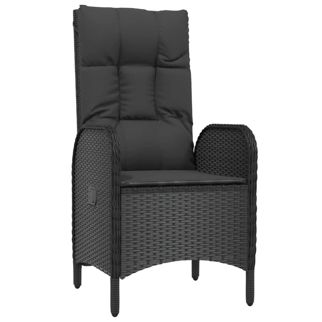 Set da Pranzo da Giardino 9 pz con Cuscini Nero in Polyrattan - immagine 3