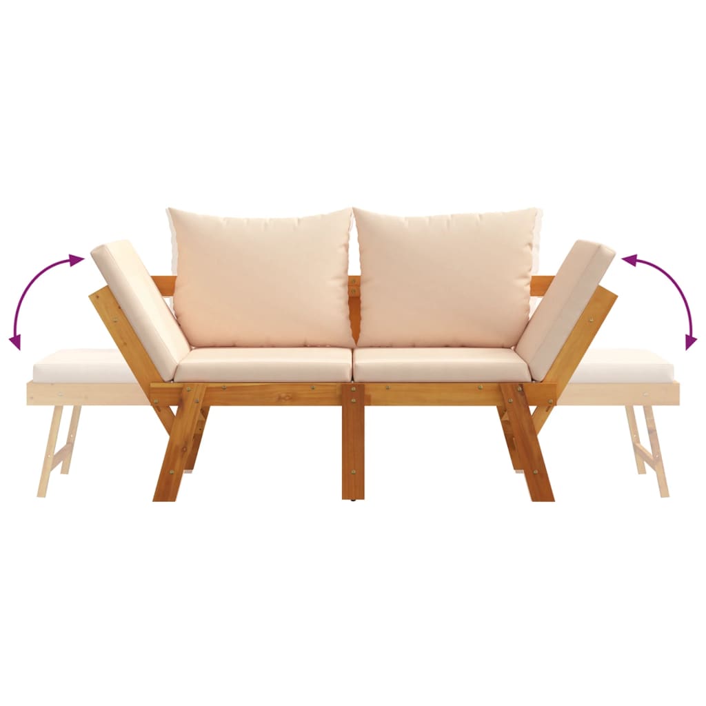 Panca da Giardino con Cuscini 2-in-1 in Legno di Acacia - immagine 8