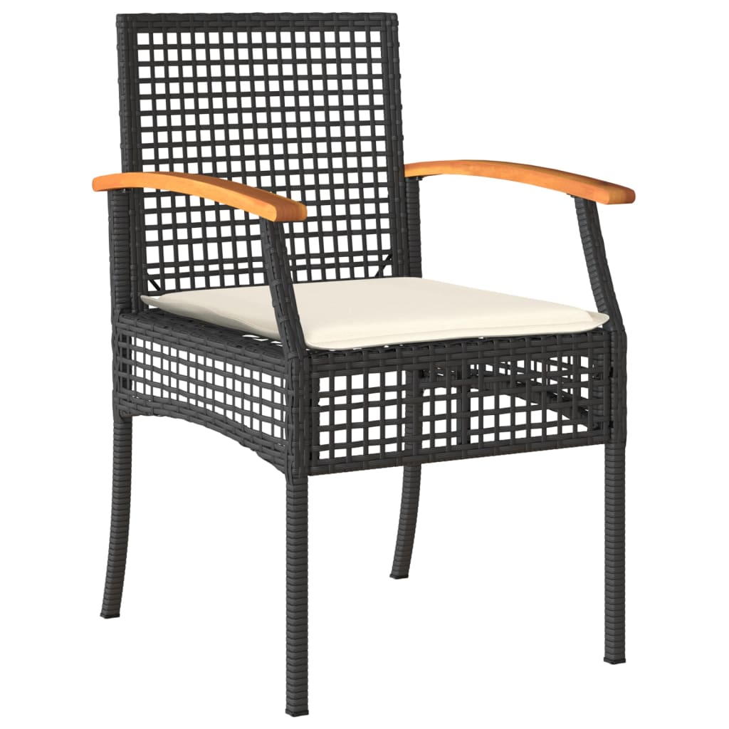 Set da Pranzo da Giardino 7 pz Nero con Cuscini in Polyrattan - immagine 3