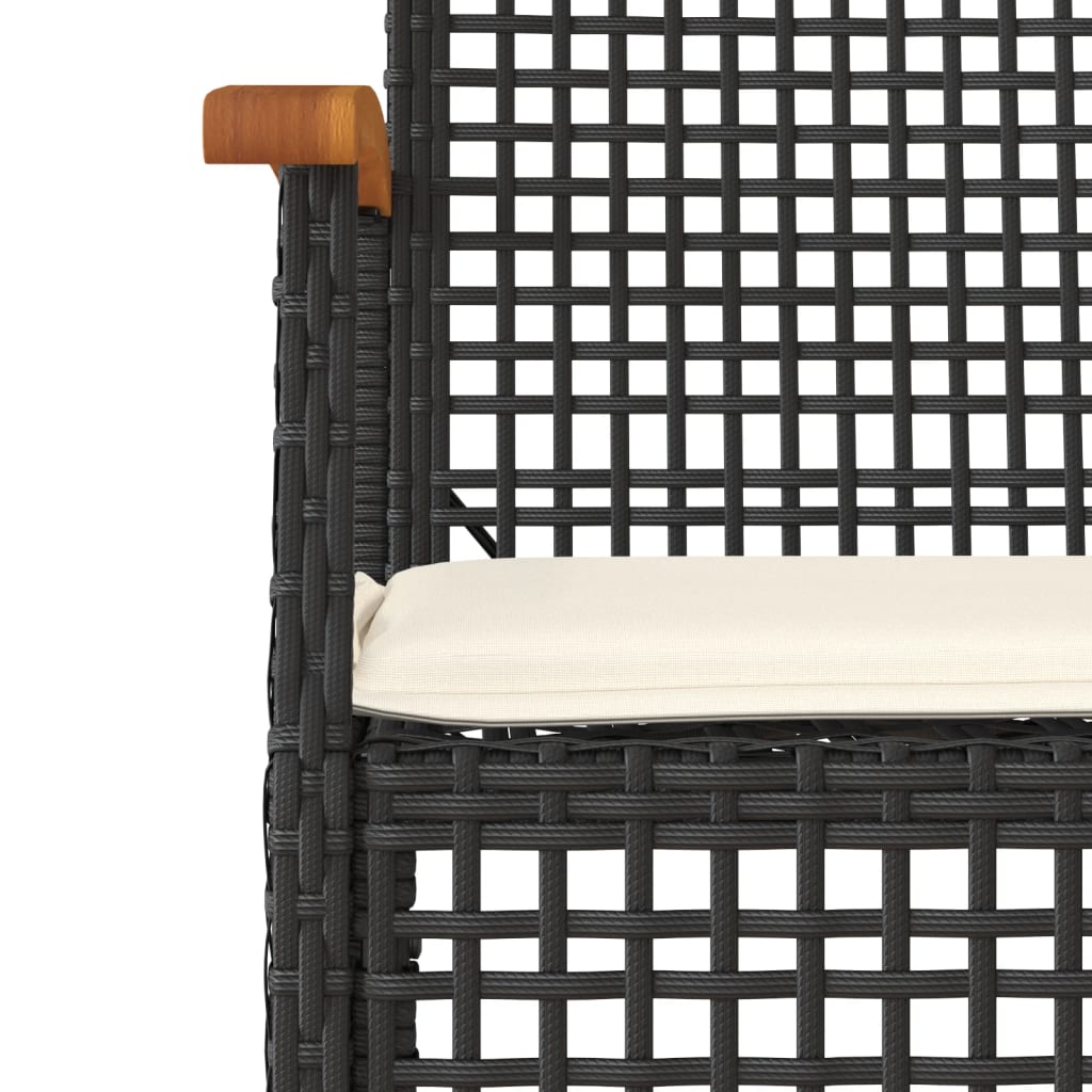 Set da Pranzo da Giardino 7 pz Nero con Cuscini in Polyrattan - immagine 5