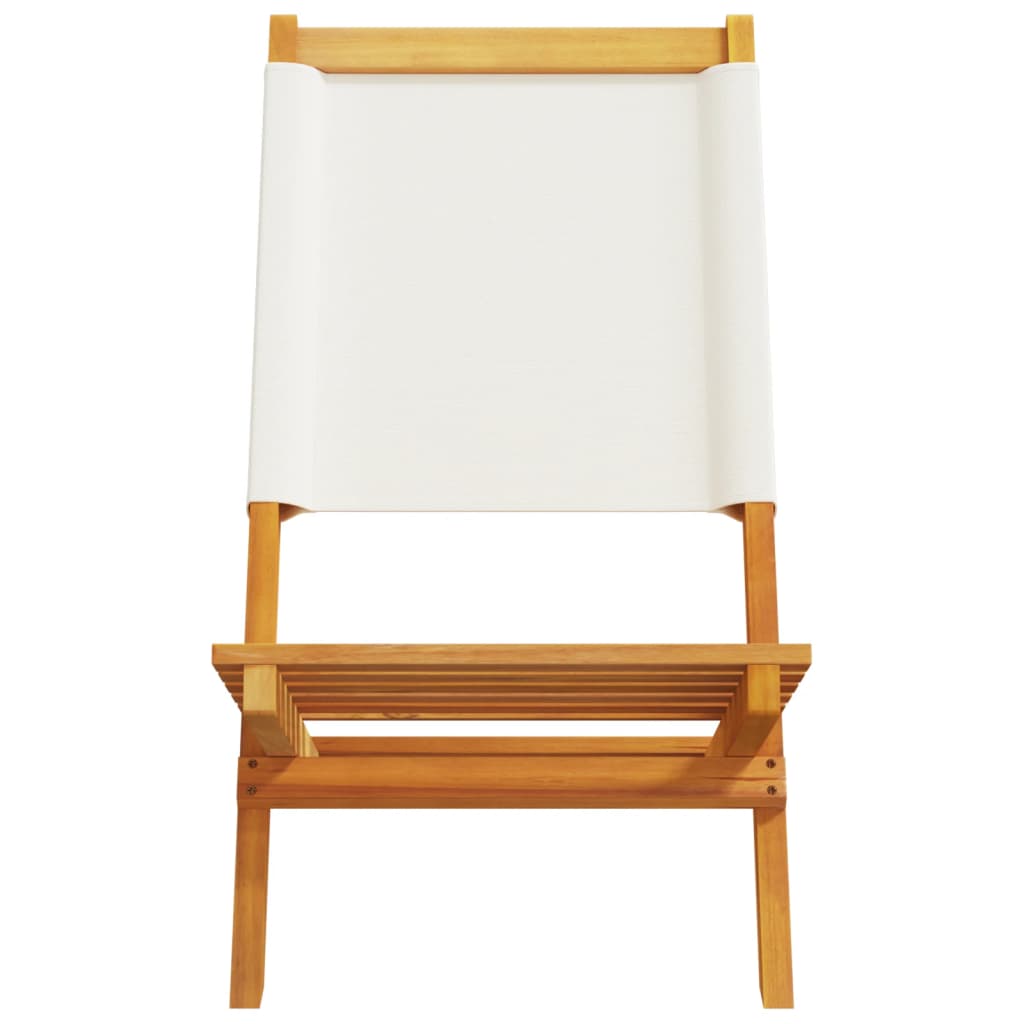 Sedie da Giardino Pieghevoli 4pz Bianco Crema Tessuto e Legno - immagine 5