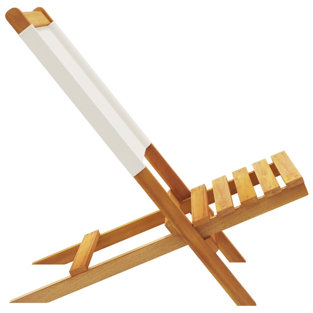 Sedie da Giardino Pieghevoli 4pz Bianco Crema Tessuto e Legno - immagine 6