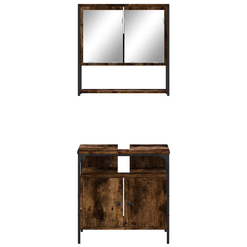 Set Mobili da Bagno 2 pz Rovere Fumo in Legno Multistrato - immagine 4