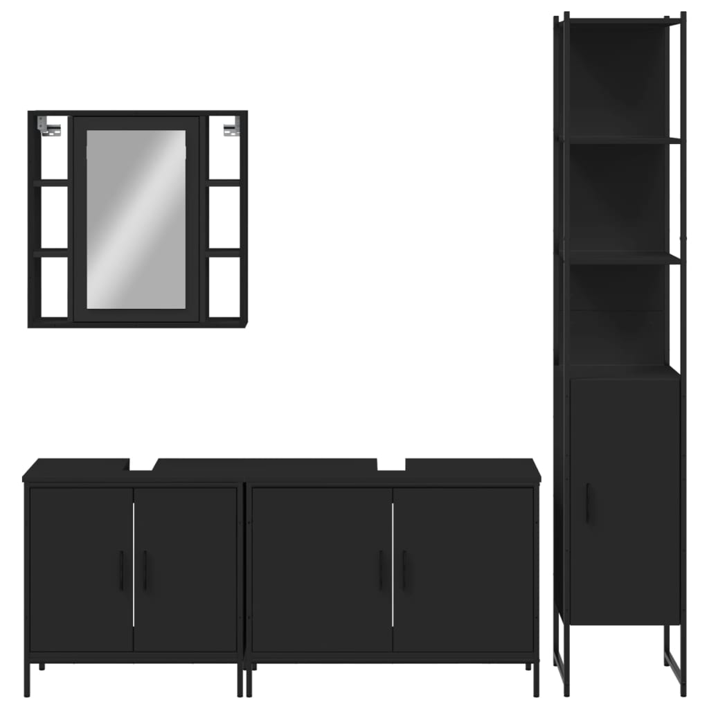Set Mobili da Bagno 4 pz Nero in Legno Multistrato - immagine 6