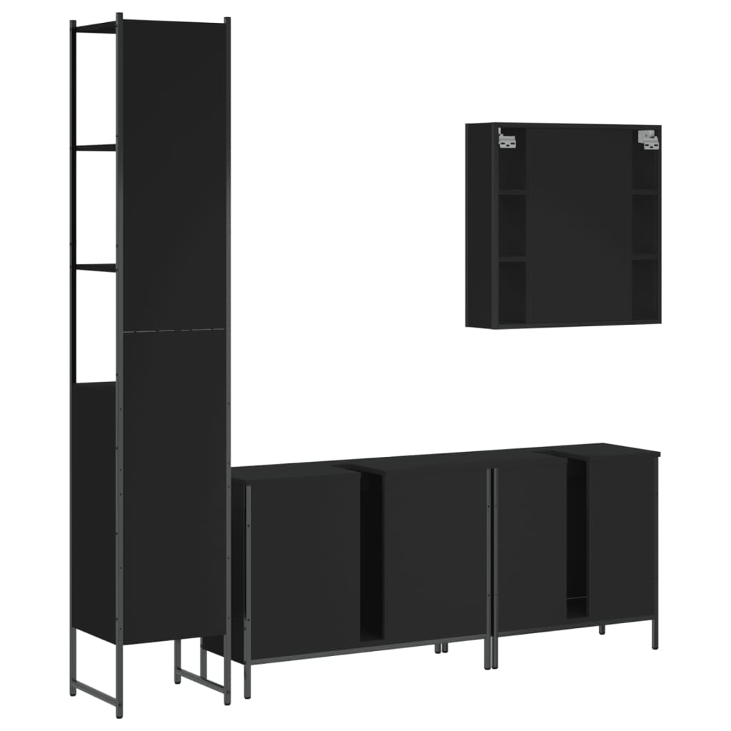 Set Mobili da Bagno 4 pz Nero in Legno Multistrato - immagine 8
