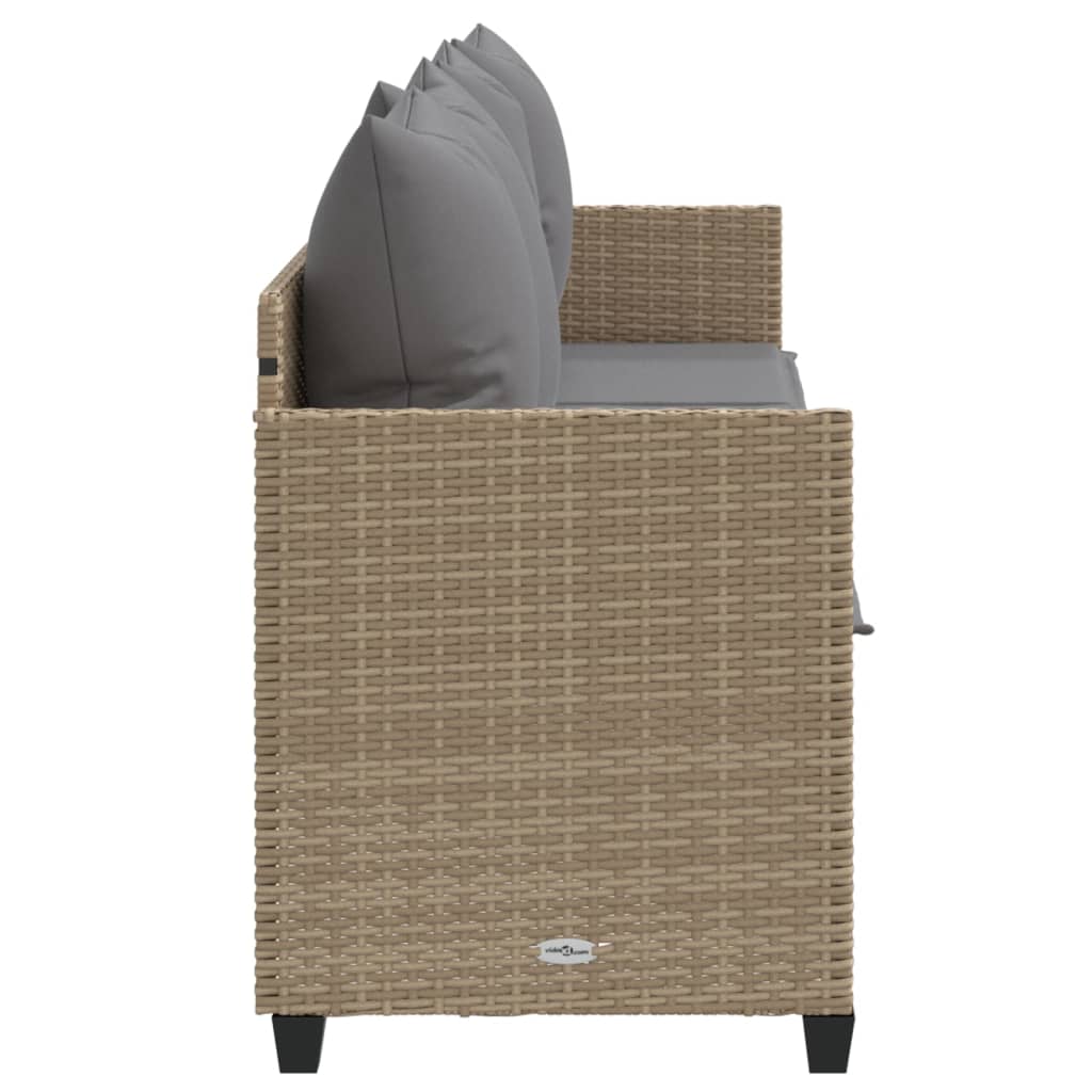 Lettino Prendisole con Cuscini Beige in Polyrattan - immagine 6
