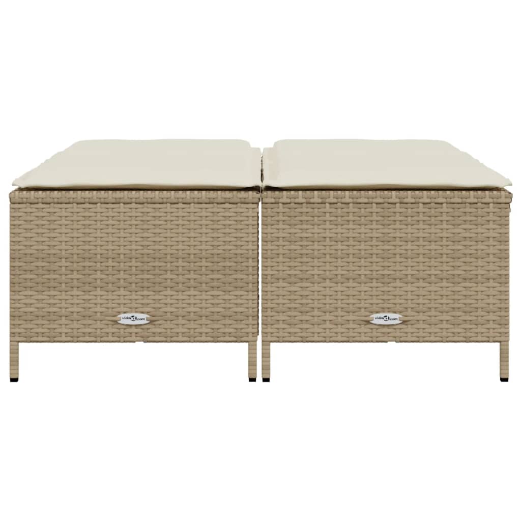 Sgabelli da Giardino con Cuscini 4 pz Beige in Polyrattan - immagine 3