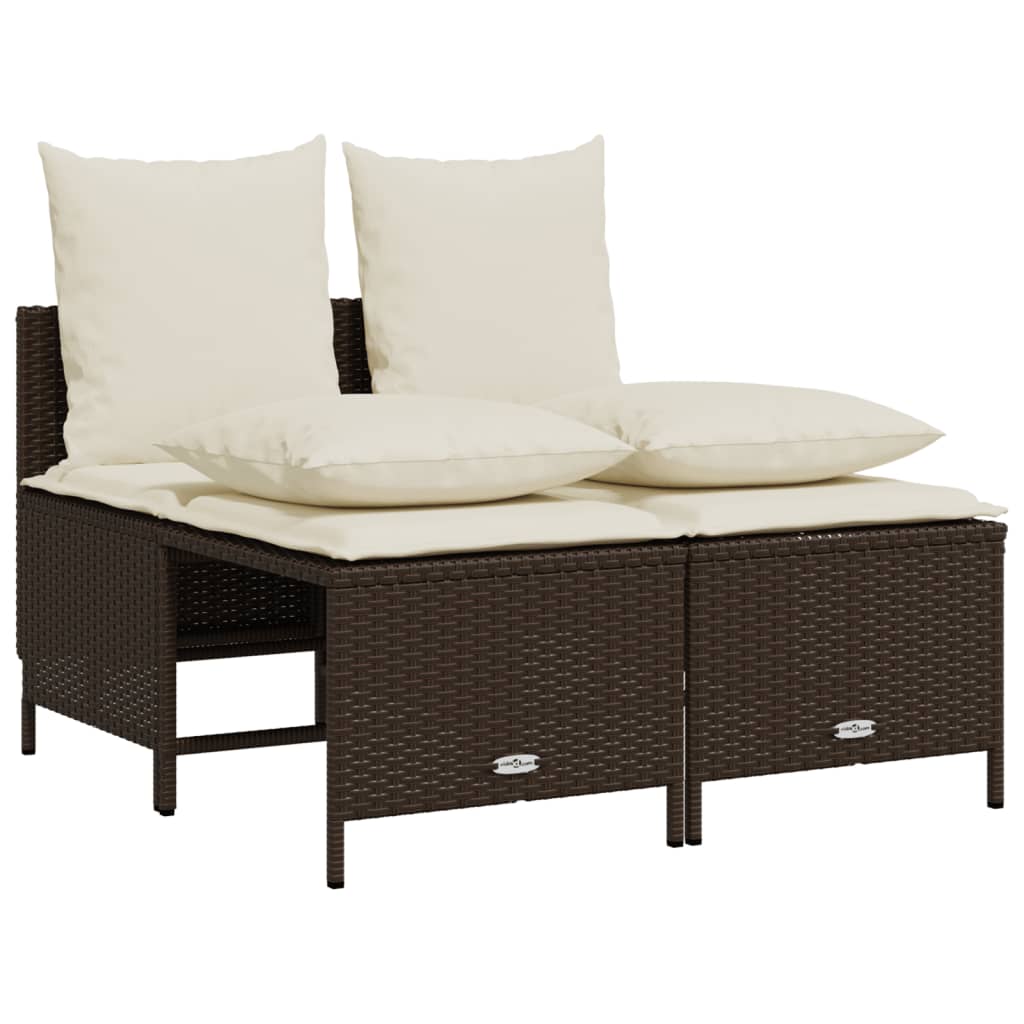 Set Divano da Giardino 4 pz con Cuscini Marrone in Polyrattan - immagine 2