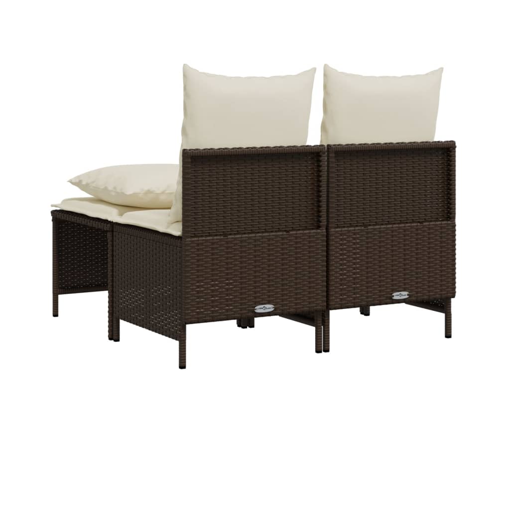Set Divano da Giardino 4 pz con Cuscini Marrone in Polyrattan - immagine 5