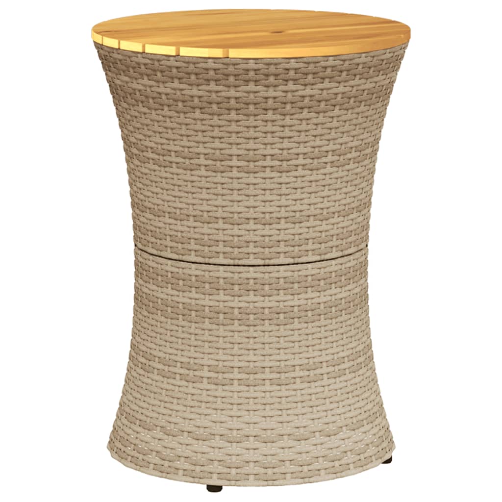 Tavolino Giardino Forma Tamburo Beige Polyrattan Legno Massello - immagine 2