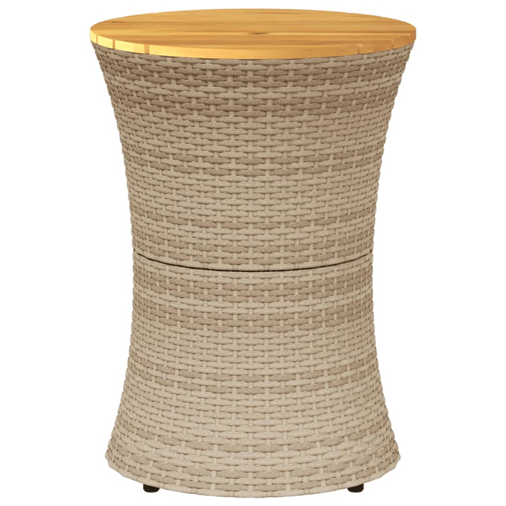Tavolino Giardino Forma Tamburo Beige Polyrattan Legno Massello - immagine 4