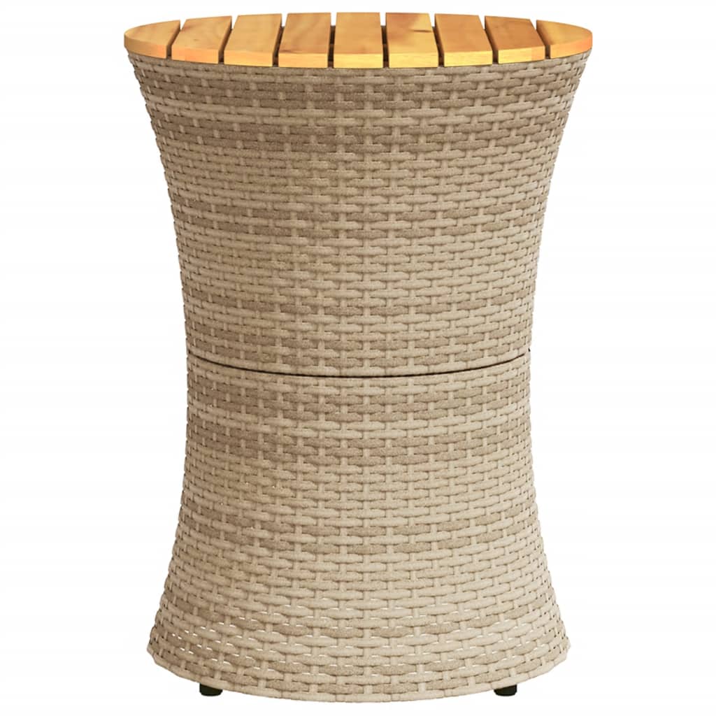 Tavolino Giardino Forma Tamburo Beige Polyrattan Legno Massello - immagine 5