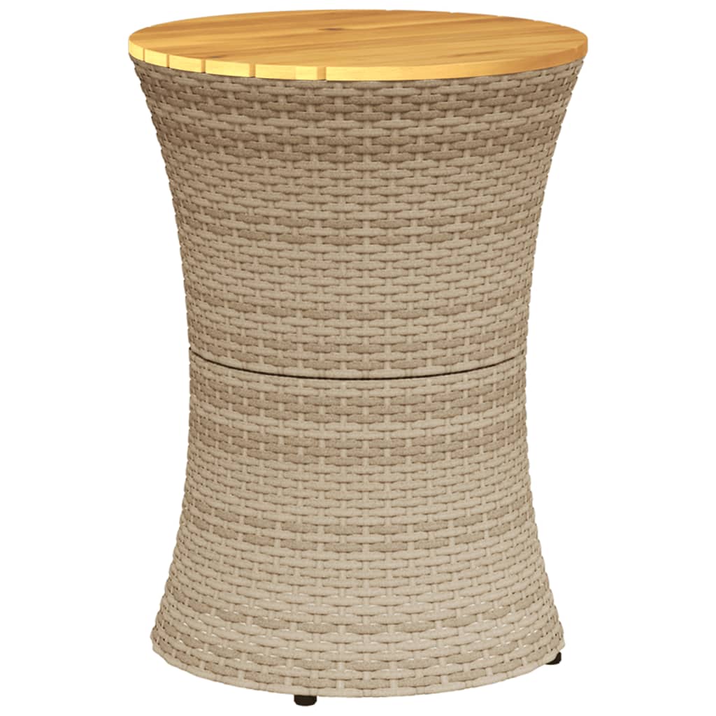 Tavolino Giardino Forma Tamburo Beige Polyrattan Legno Massello - immagine 6