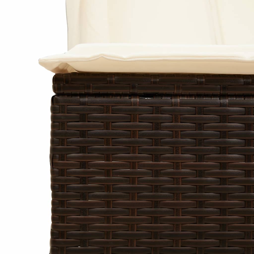 Lettino Prendisole con Tetto e Tende Marrone in Polyrattan - immagine 8