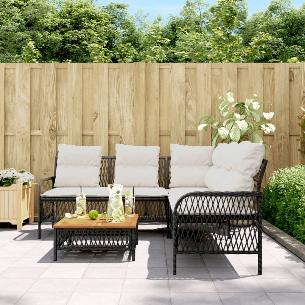 Set Divani da Giardino 2 pz con Cuscini in Polyrattan Nero - immagine 3