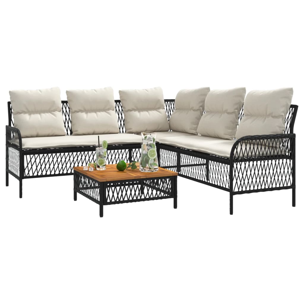 Set Divani da Giardino 2 pz con Cuscini in Polyrattan Nero - immagine 4