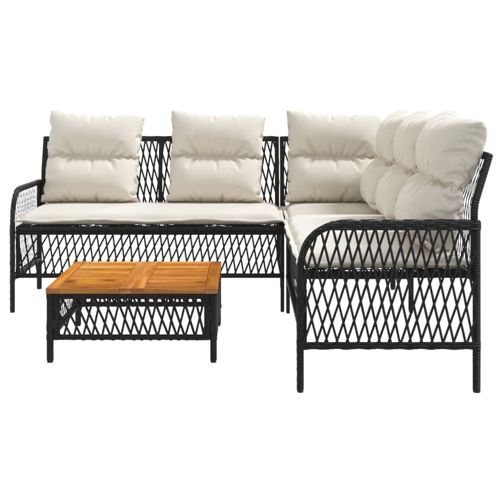 Set Divani da Giardino 2 pz con Cuscini in Polyrattan Nero - immagine 5