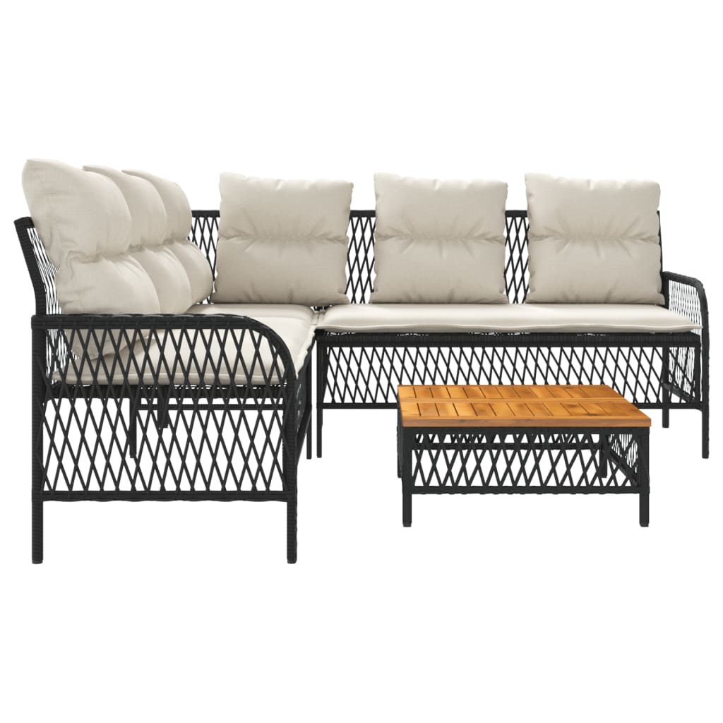 Set Divani da Giardino 2 pz con Cuscini in Polyrattan Nero - immagine 6