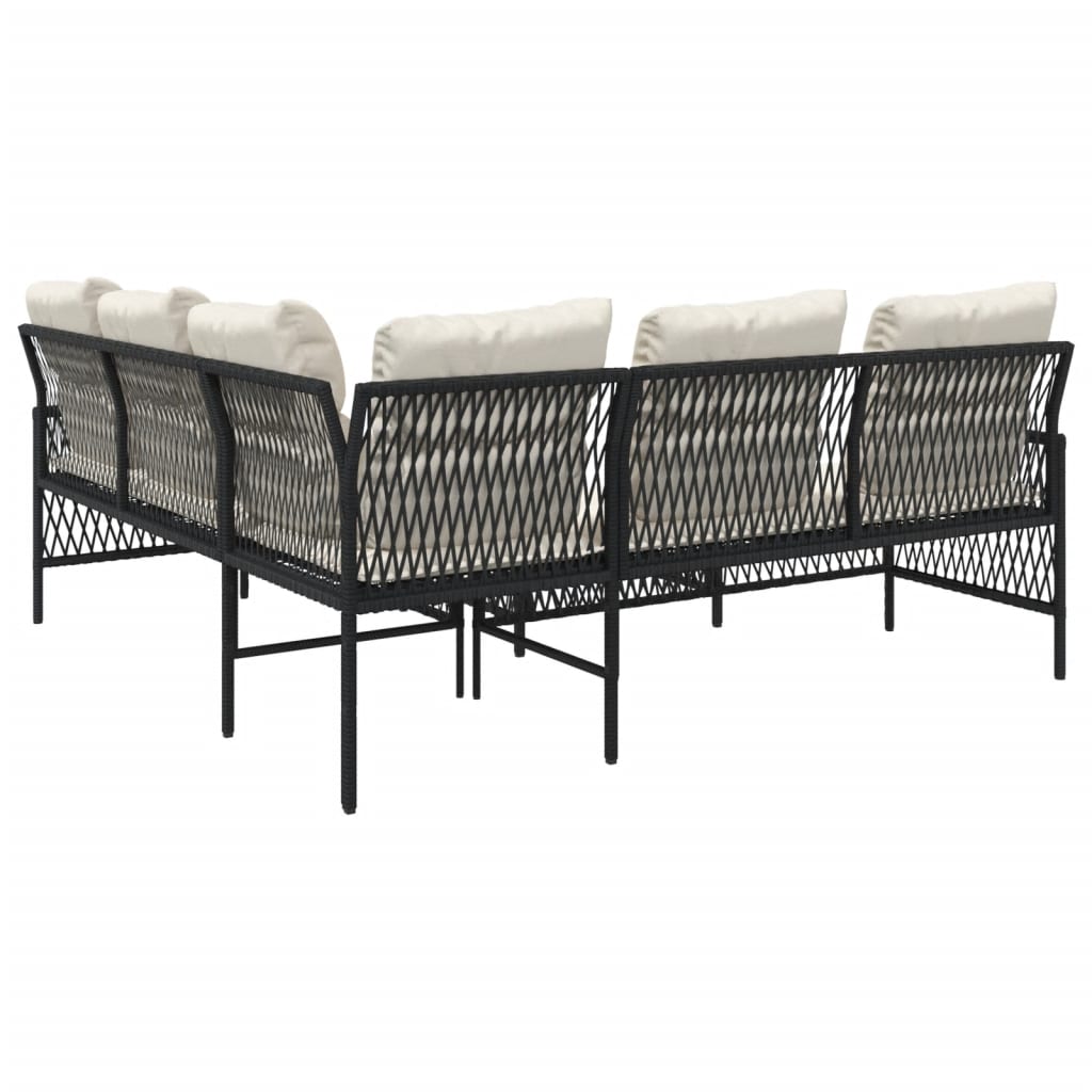 Set Divani da Giardino 2 pz con Cuscini in Polyrattan Nero - immagine 7