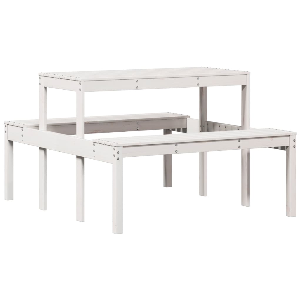 Tavolo da Picnic Bianco 110x134x75 cm in Legno Massello di Pino - immagine 2