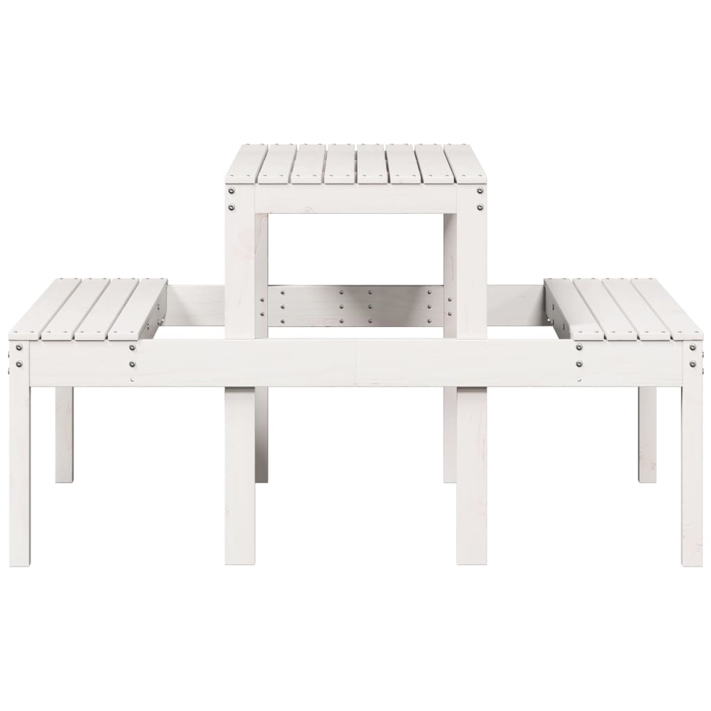 Tavolo da Picnic Bianco 110x134x75 cm in Legno Massello di Pino - immagine 5