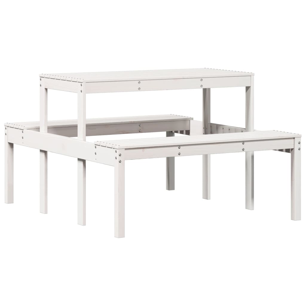 Tavolo da Picnic Bianco 110x134x75 cm in Legno Massello di Pino - immagine 6