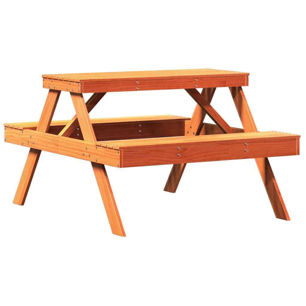 Tavolo da Picnic Marrone Cera 105x134x75 cm Legno Massello Pino - immagine 2