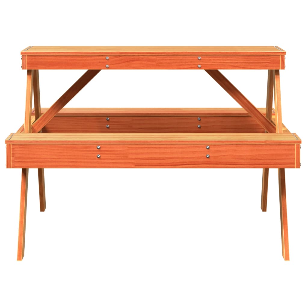 Tavolo da Picnic Marrone Cera 105x134x75 cm Legno Massello Pino - immagine 4